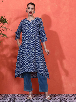 Sangria Women Dyed/Ombre A-line Kurta(Blue)