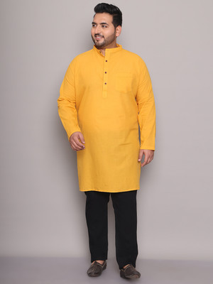 ED PLUS Men Solid Straight Kurta(Yellow)