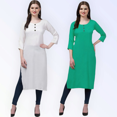 Coft Women Self Design, Solid Straight Kurta(Multicolor)