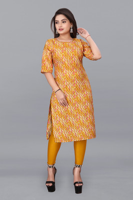 deshmi fashion Women Printed A-line Kurta(Yellow)