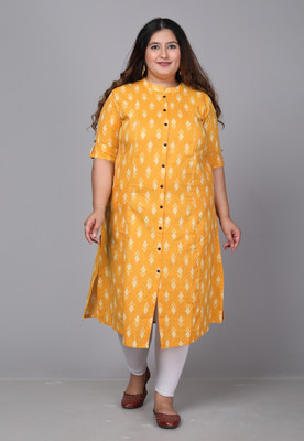 Gs Fashions Women Printed A-line Kurta(Yellow)