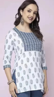 BRF Casual Printed Women White Top