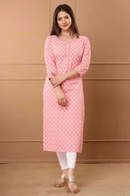 Saras Women Self Design A-line Kurta(Pink)