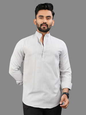 Svatantra Men Solid Straight Kurta(White)