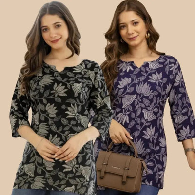 Adnika collection Women Printed Straight Kurta(Multicolor)