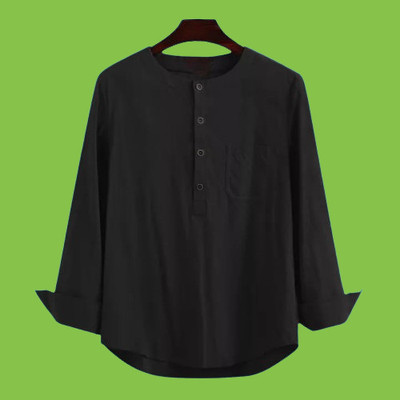 GAINELL Men Solid Straight Kurta(Black)