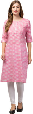 swapi Women Printed A-line Kurta(Pink)