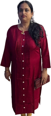 Endless Thoughts Ecom Women Self Design A-line Kurta(Maroon)