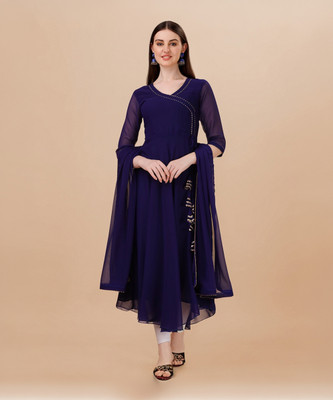 PMD Fashion Women Embellished Anarkali Kurta(Blue)
