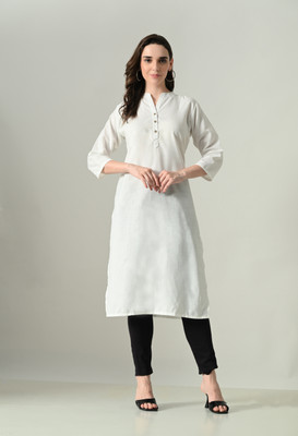 MAURYA Women Solid Straight Kurta(White)