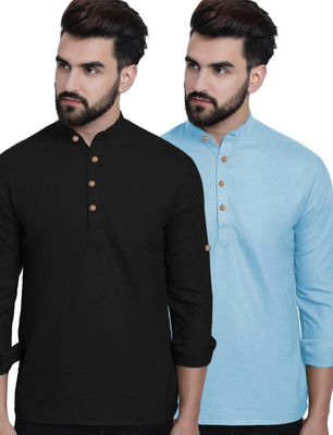VIMASUTI Men Solid Straight Kurta(Light Blue)