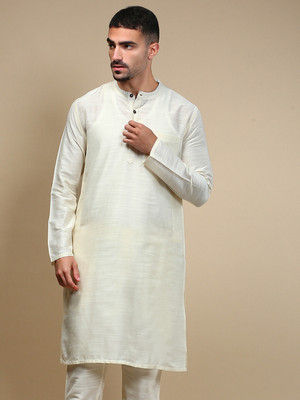 Whiteheart Men Solid Straight Kurta(White)