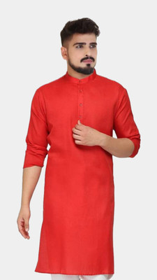 Anuj Fashion Men Solid A-line Kurta(Red)