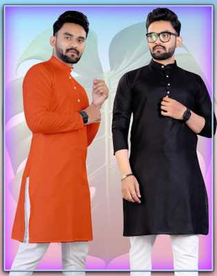 Flossy Men Solid Straight Kurta(Multicolor)