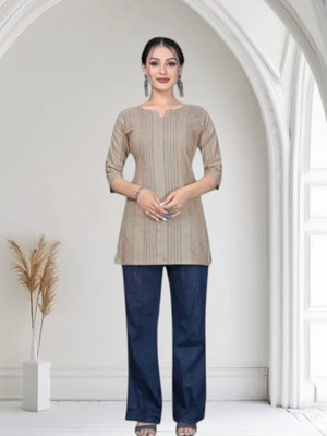 SUHANIKA Women Printed Straight Kurta(Beige)
