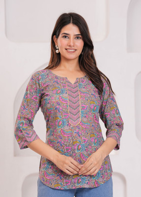 RR SA KURTIS Women Printed Tunic Kurta(Multicolor)