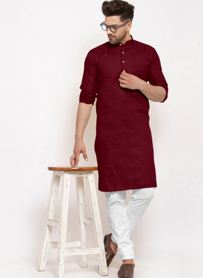 Mitanshu trendz Men Solid Straight Kurta(Maroon)