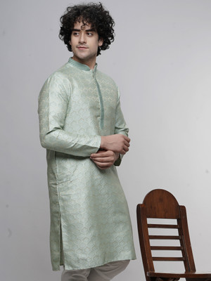 Maahi Fabs Men Printed Straight Kurta(Light Green)