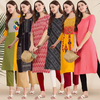 1 Stop Fashion Women Printed A-line Kurta(Multicolor)