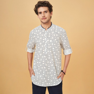 Indus Route by Pantaloons Men Solid Straight Kurta(White)