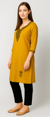RuhisCollection Women Embroidered A-line Kurta(Multicolor)