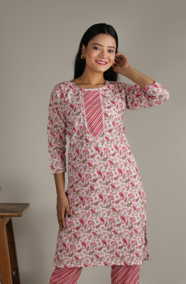 HouseOfCommon Women Printed Straight Kurta(Multicolor)