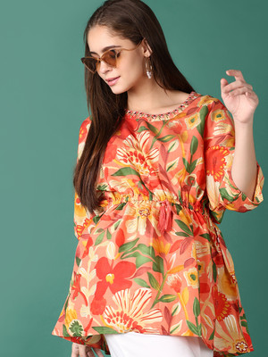 V-MART Women Printed A-line Kurta(Multicolor)