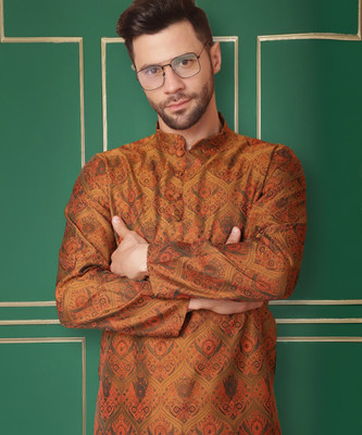 Jompers Men Woven Design Straight Kurta(Multicolor)
