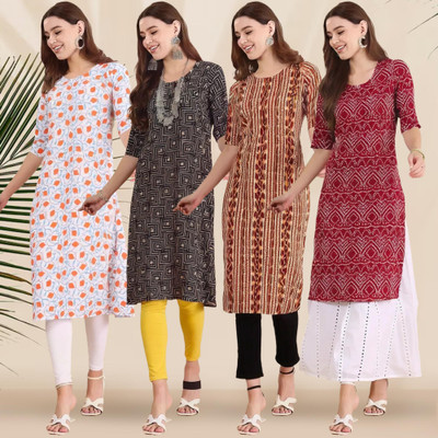 1 Stop Fashion Women Printed A-line Kurta(Multicolor)