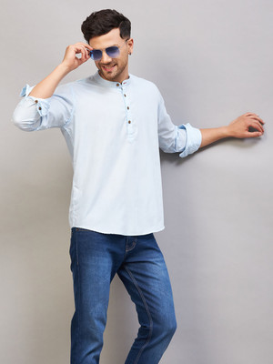 VASTRAMAY Men Solid A-line Kurta(Blue)