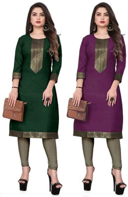 Maa Meladi Creation Women Solid Straight Kurta(Multicolor)