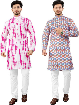 DHASU TRENDZ Men Printed Straight Kurta(Multicolor)