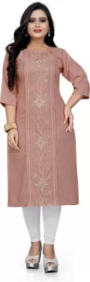 Shree Mateshwari Creation Women Embroidered Straight Kurta(Purple)