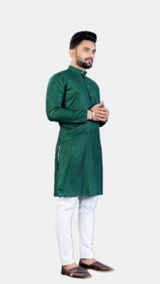 VINAARI Men Solid A-line Kurta(Green)