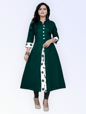 Texpa Fashions Women Self Design A-line Kurta(Dark Green)