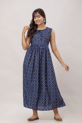 Surhi Women Printed Anarkali Kurta(Blue)