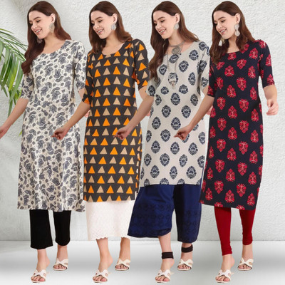 1 Stop Fashion Women Printed Straight Kurta(Multicolor)