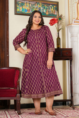 Yash Gallery Women Printed Anarkali Kurta(Maroon)