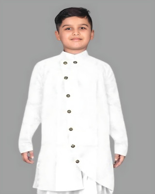 Kavyangle Creation Boys Solid Straight Kurta(White)