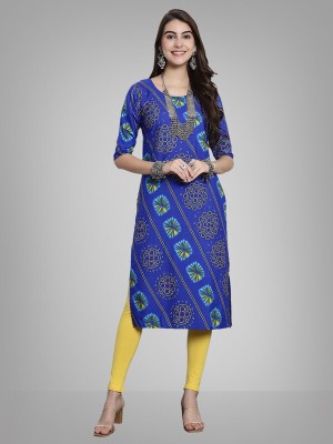 EthnicBasket Women Printed A-line Kurta(Blue)