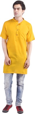 JAIPUR RAJWADA Men Solid Straight Kurta(Yellow)