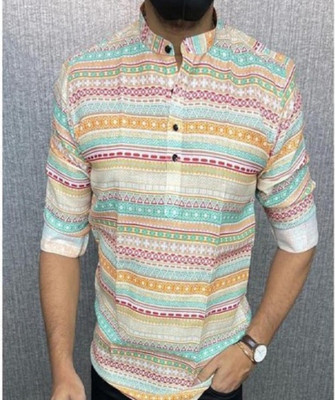ISUELFAB Men Printed Straight Kurta(Multicolor)