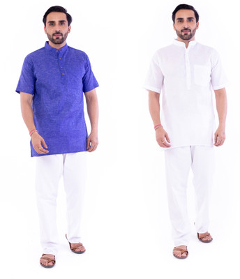 DESHBANDHU DBK Men Solid Flared Kurta(White)