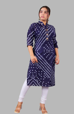 Parthfashiion Women Printed Anarkali Kurta(Blue)