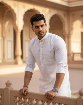 wabastacloset Men Solid Straight Kurta(White)