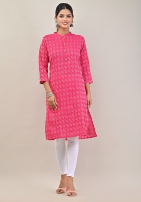 Rakshita Fashions Women Self Design Straight Kurta(Pink)