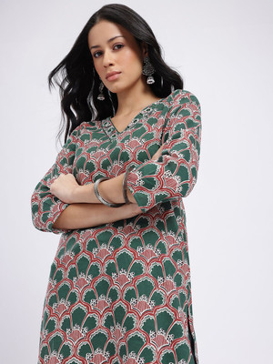 Anouk Rustic Women Printed Straight Kurta(Multicolor)