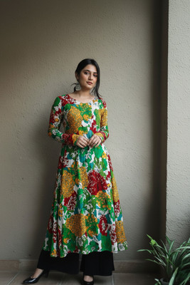 Rudraaatextile Women Printed Anarkali Kurta(Multicolor)