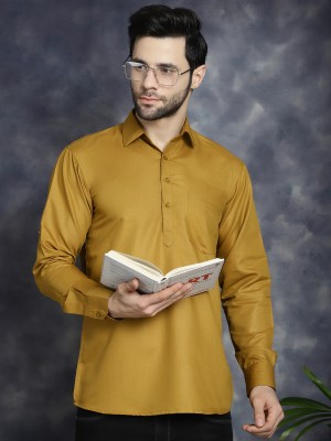 Jompers Men Solid Straight Kurta(Yellow)