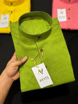 AVITS Men Checkered Ethnic Dress Kurta(Green)